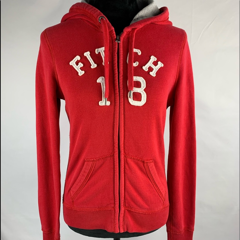 A & F Red Zip Up Sweatshirt Size M